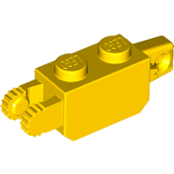 Lego Hinge Brick 1 x 2 Locking with 1 Finger Vertical End and 2 Fingers Vertical End, 9 Teeth / Yellow