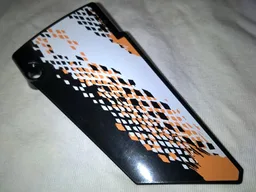 Technic, Panel Fairing #18 Large Smooth, Side B with White and Orange Rhombuses Pattern (Sticker) - Set 9398