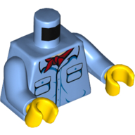 Lego Torso Shirt with Pockets and Red Neckerchief Print, Medium Blue Arms, Yellow Hands / Medium Blue