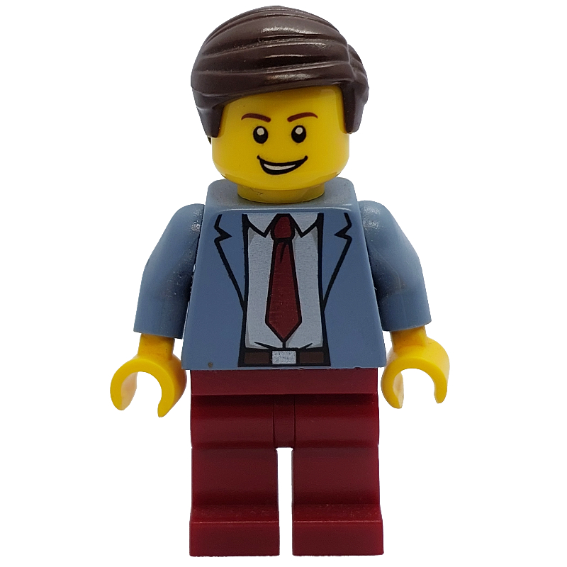 Lego Man, Sand Blue Jacket, Dark Red Tie and Legs