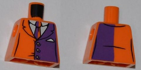 Lego Torso Batman Suit with Dark Purple Half Panel and Tie Pattern