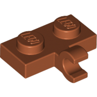 Lego Plate Special 1 x 2 with Clip Horizontal on Side / Dark Orange