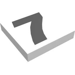 Tile 2 x 2 with Number 7 Print / White