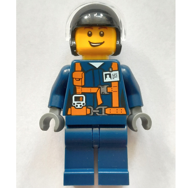 Lego Pilot - Dark Blue Torso, Dark Blue Legs, Black Helmet