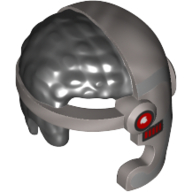 Lego Hair and Helmet Cyborg Side Open, Red Square Eye and Red Dot Print / Black