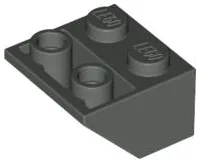 Brick Sloped Inverted 45° 2 x 2 [Ovoid Bottom Pin, Bar-sized Stud Holes] / Dark Gray