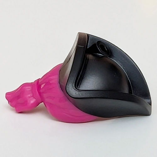 Lego Hair and Hat, Pirate Hat Tricorne Black with Ponytail / Magenta