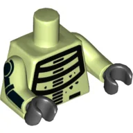 Torso, Black Skeleton Print, Yellowish Green Arms with Black Bones Print, Black Hands / Yellowish Green