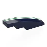 Brick Curved 4 x 1 No Studs with White/Green/White Stripes Print
