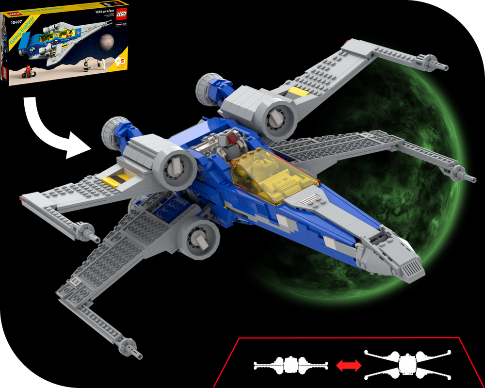 Lego T-65D X wing, classic space style | 10497 Galaxy Explorer alt-build
