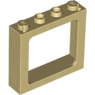 Window 1 x 4 x 3 Train with Shutter Holes and Solid Studs on Ends / Tan