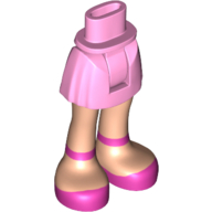 Lego Minidoll Hips and Short Skirt with Light Nougat Legs and Magenta Shoes with Ankle Straps Print / Bright Pink