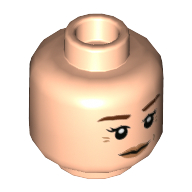 Lego Minifig Head Amelia Earhart, Reddish Brown Eyebrows, Medium Nougat Wrinkles, Peach Lips, Slight Smile Print / Light Nougat