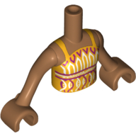 Lego Minidoll Torso Girl with Bright Light Orange Halter Top with Red and White Print, Medium Nougat Arms with Hands / Medium Nougat