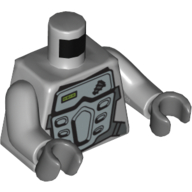 Lego Torso Silver Body Armor Front and Back, Drill on Upper Left Print, Light Bluish Gray Arms, Dark Bluish Gray Hands / Light Bluish Gray