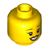 Lego Minifig Head, Peach Lips, Open Eyes / Closed Eyes / Yellow