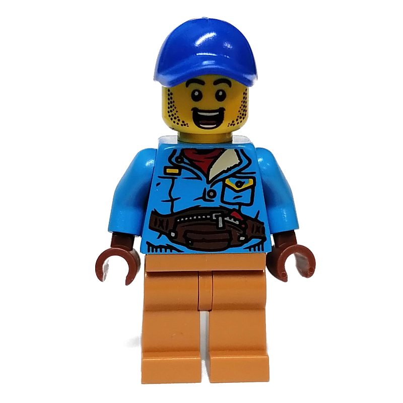 Lego Dark Azure Torso, Medium Nougat Legs, Blue Cap