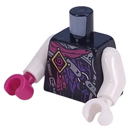 Torso, Odd Hands, Magenta Sash, Silver Straps/Armor, Dark Purple Features, Bright Light Yellow Badge Print, White Arms, Left White Hand, Right Magenta Hand / Black