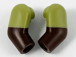 Arm, (Matching Left and Right) Pair with Molded Olive Green Short Sleeves  Pattern / Dark Brown