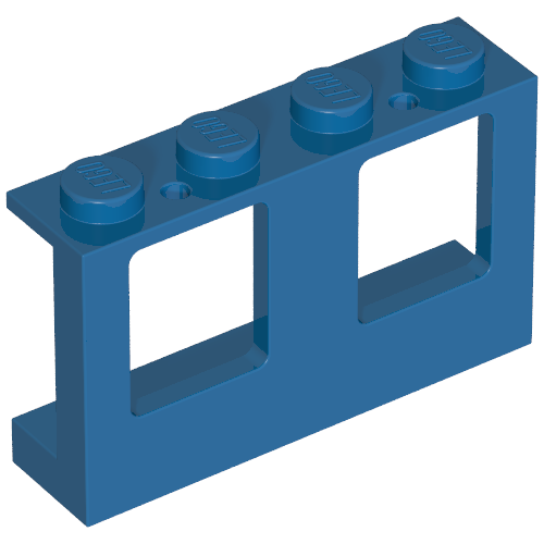 Lego Window 1 x 4 x 2 Plane, Solid Studs / Blue