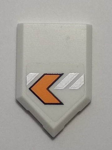 Lego Tile, Modified 2 x 3 Pentagonal with Orange Arrow Model Right Side Pattern (Sticker) - Set 70348