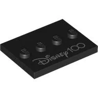 Plate Special 3 x 4 with 1 x 4 Center Studs and 'Disney 100' Print / Black