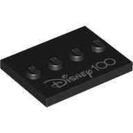 Lego Plate Special 3 x 4 with 1 x 4 Center Studs and 'Disney 100' Print / Black