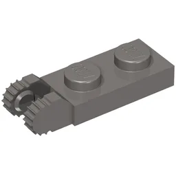 Hinge Plate 1 x 2 Locking with 2 Fingers On End, without Groove, 9 Teeth / Dark Bluish Gray