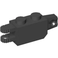Hinge Brick 1 x 2 Locking with 1 Finger Vertical End and 2 Fingers Horizontal End / Black