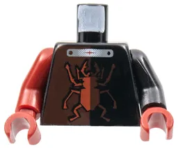 Torso Alpha Team Minion Scarab without Silver Outline and 'X' Pattern / Black Arm Left / Dark Red Arm Right / Dark Red Hands