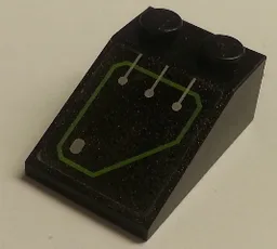 Slope 33 3 x 2 with Silver Circuitry, 3 Lines Straight in Lime Outline Pattern (Sticker) - Set 7709