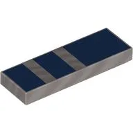 Tile 1 x 3 with Dark Blue Rectangles Print / Metallic Silver