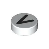 Tile Round 1 x 1 with Large Black < Print / White