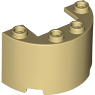 Lego Cylinder Half 2 x 4 x 2 with 1 x 2 Cutout / Tan