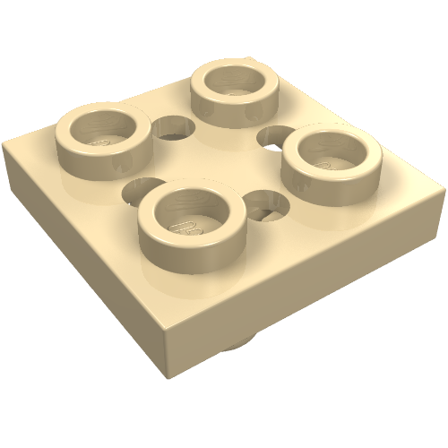 Lego Plate Special 2 x 2 with Pin on Bottom, Small Holes in Plate and Rotational Locking Fingers on Underside / Tan