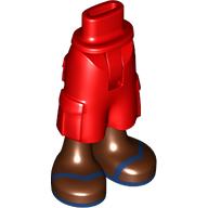 Lego Minidoll Hips and Cargo Pants with Reddish Brown Legs, Dark Blue Sandals print / Red