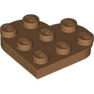 Plate Angled 3 x 3 with Heart Shape / Medium Nougat