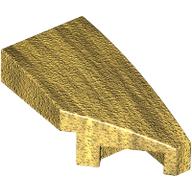 Lego Brick Wedged, Curved 2 x 1 with Stud Notch Right / Pearl Gold