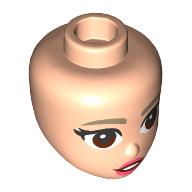 Lego Minidoll Head Dark Tan Eyebrows, Reddish Brown Eyes, Coral Lips / Light Nougat