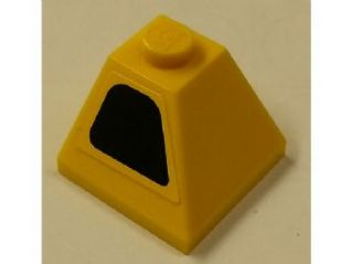 Lego Slope 45 2 x 2 Double Convex with Intake on Yellow Background Pattern Model Left Side (Sticker) - Set 8143