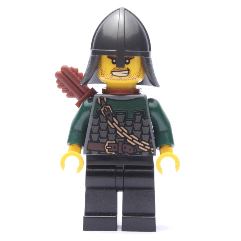 Lego Dragon Knight, Archer, Dark Green, Helmet, Quiver (Pearl Dark Gray)