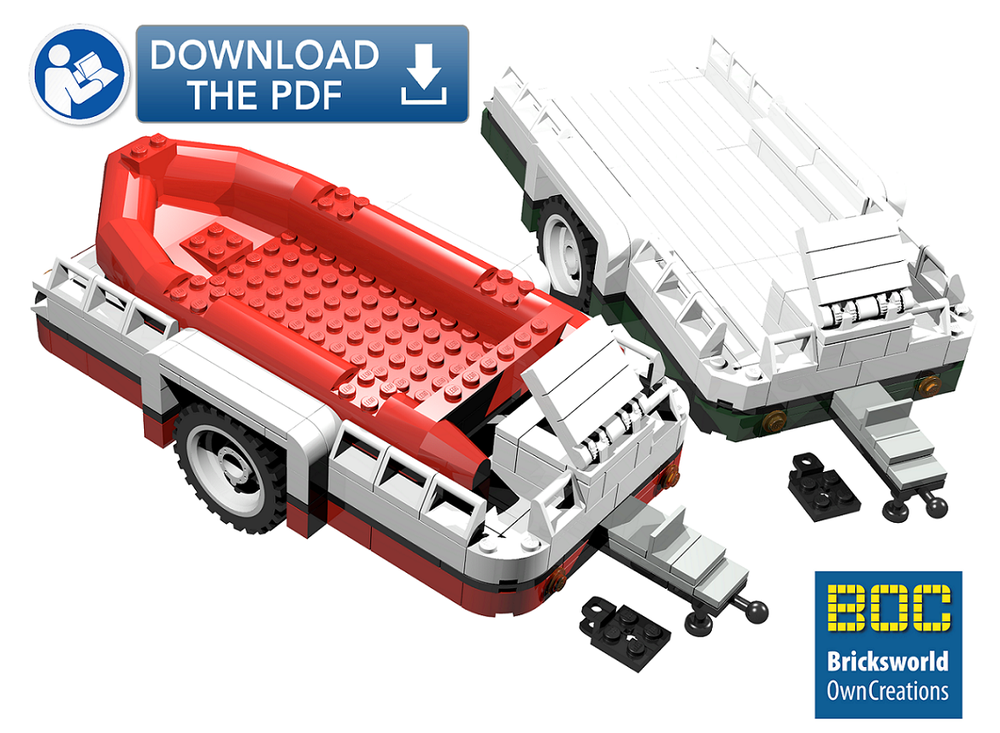 Lego MOC Download BOC-A-G/R Digital building manual Westfalia Luggage Trailer Green/Red for Creator set 10220 and 10242