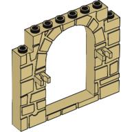 Lego Door Frame 1 x 8 x 6 with Moulded Stone Print and Clips / Tan