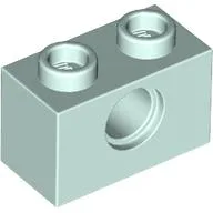 Technic Brick 1 x 2 [1 Pin Hole] / Light Aqua