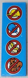 Tile 2 x 6 with Red Signs, No Hats, No Balloons, No Hot Dogs and No Squirrels Pattern (Sticker) - Set 10303