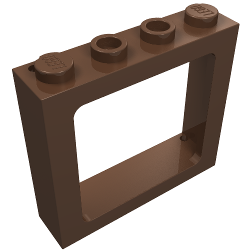Lego Window 1 x 4 x 3 Train with Shutter Holes and Solid Studs on Ends / Brown