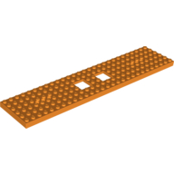 Lego Vehicle Base, Train 6 x 28 with Two 2 x 2 Openings and 3 Round Holes Each End / Orange