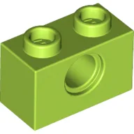 Technic Brick 1 x 2 [1 Pin Hole] / Lime