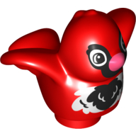 Lego Duplo Animal Bird with Black and White Chest and Coral Beak Print / Red