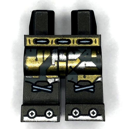 Lego Hips and Pearl Titanium Legs with Gold and Silver Circuitry, Toes, Belt print / Pearl Titanium